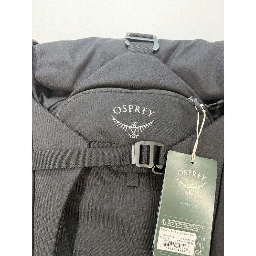 Osprey Pack Metron 24L Pack Black New Bike Commute Bag Rain Cover
